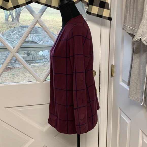 Talbots MP burgundy and navy cardigan EUC cotton nylon spandex classic - Picture 3 of 5